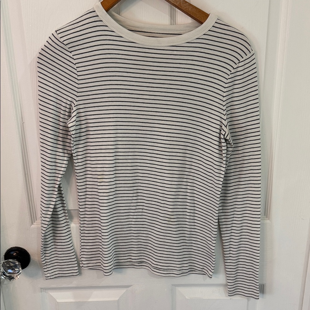 a new day White and Black Striped Long Sleeve Tee